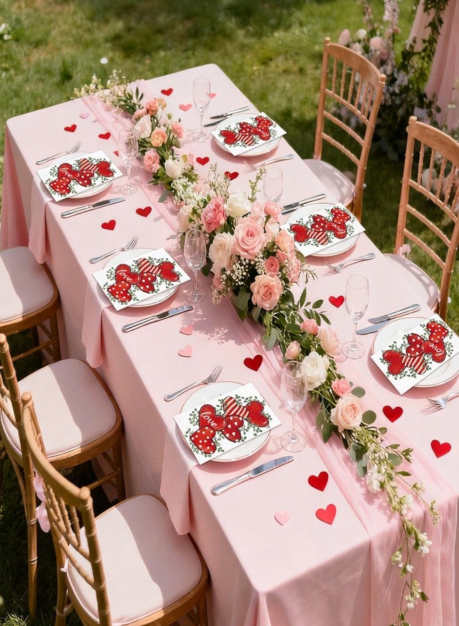 IANFEPH 100 Pcs Valentine's Day Napkins 3 Ply Disposable Watercolor Eucalyptus Red Heart Napkin Decorative Dinner Guest Napkins for Wedding Anniversary Birthday Cocktail Party (Eucalyptus Love) - Image 5